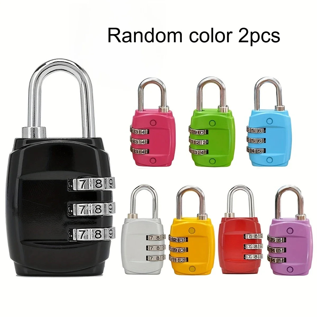 3-Digit Combination Padlock – Mini Code Lock for Luggage & Bags Combination Padlock Qme Random color 2pcs