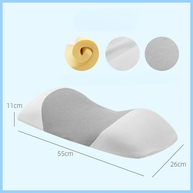 Memory Foam Lumbar Support Pillow for Sleeping – Bed Waist Cushion Lumbar Support Pillow Qme Gray 55X26X11CM