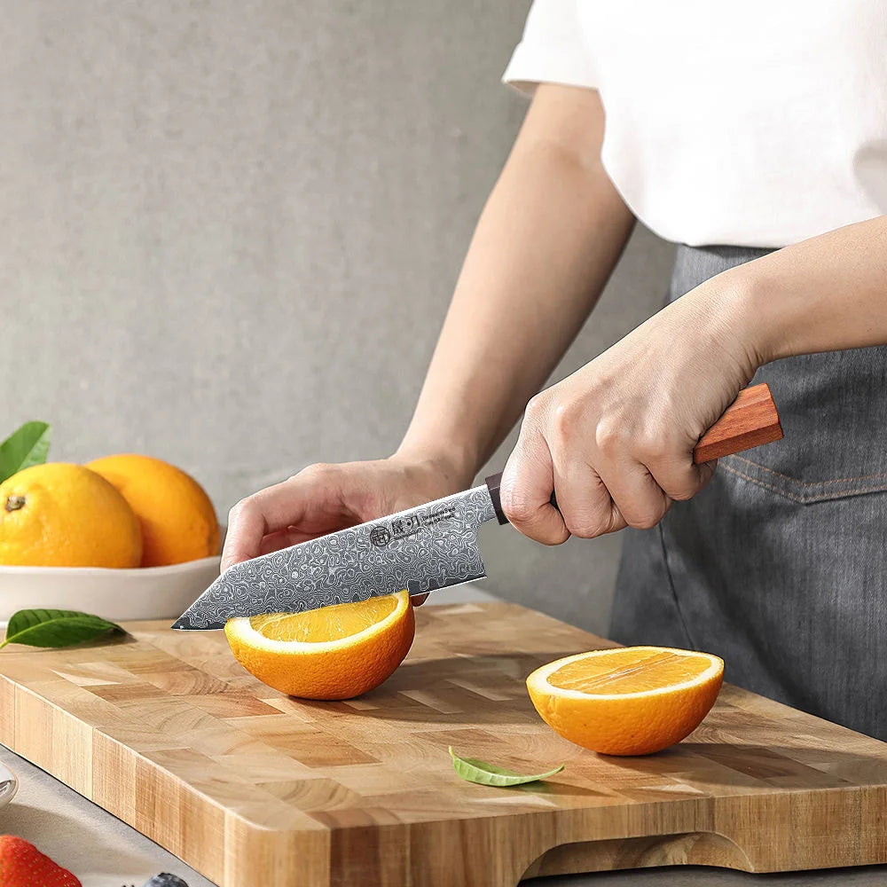 SHENGSHARP 5" Damascus Steel Utility Knife – Japanese Handle Kitchen Utility Knife Qst