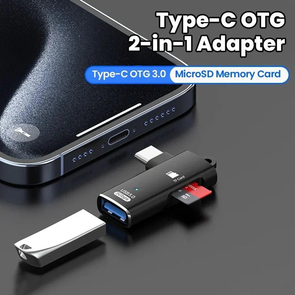 USB-C OTG Adapter USB 3.0 Hub & SD Card Reader – Aluminum USB-C OTG Adapter Qme