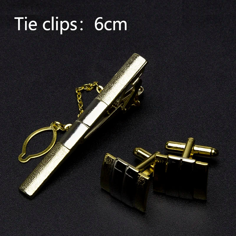 Men's Metal Tie Clip & Cufflinks Set – Classic Formal Accessories Tie Clip Cufflinks Set Qme