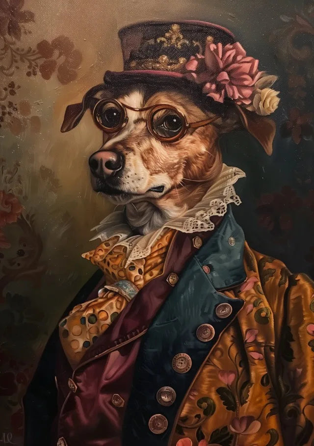 Vintage Royal Animal Pet Portrait Canvas Wall Art Print Canvas Wall Art Qst 10 40x50cm Unframed
