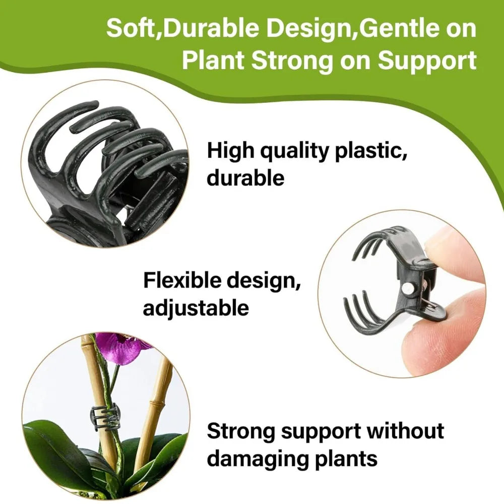 6-Claw Plant Clips 10-Pack | Orchid & Climbing Stem Support Plant Support Clips Qme