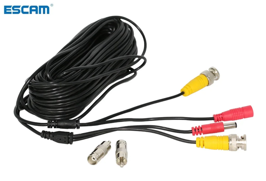 ESCAM BNC+DC 2-in-1 CCTV Cable – Analog AHD CVI 32ft & 59ft CCTV Surveillance Cable Qme