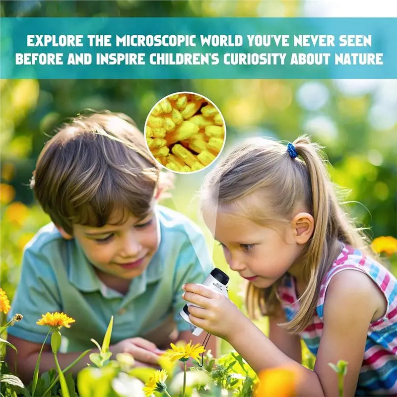 Kids Handheld Microscope 60X-180X Zoom LED STEM Pocket Toy Kids Science Toy Qme