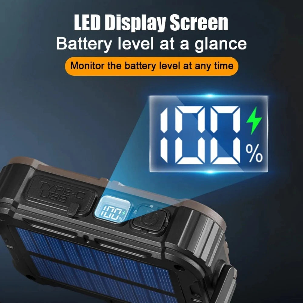 Solar Camping Lantern – Power Bank, Magnetic, Hook, LED Light Solar Camping Lantern Qst