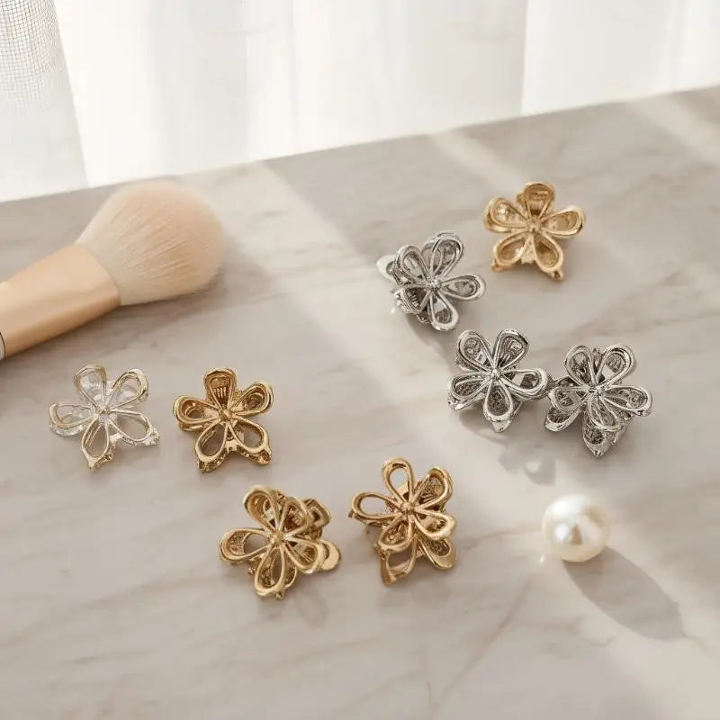 Mini Metal Hair Claw Clips Gold Silver Flower Butterfly Hair Claw Clips Qme