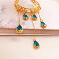Antique Red Sapphire Water Drop Bell Open Cuff Bracelet Open Cuff Bracelet Qme Blue