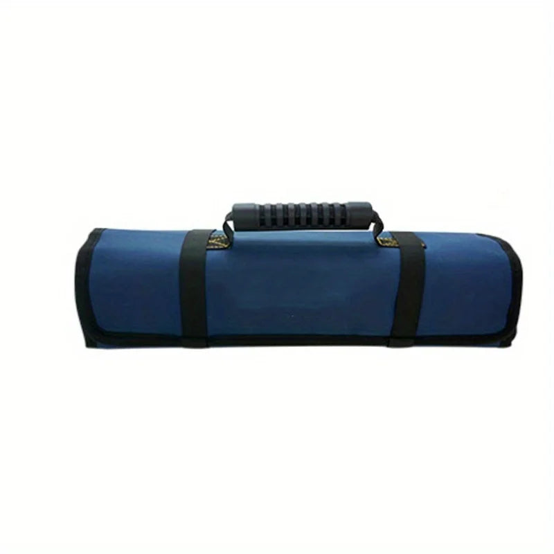 Roll-Up Tool Bag – 22-Pocket Wrench & Spanner Organizer Roll-Up Tool Bag Qme Blue