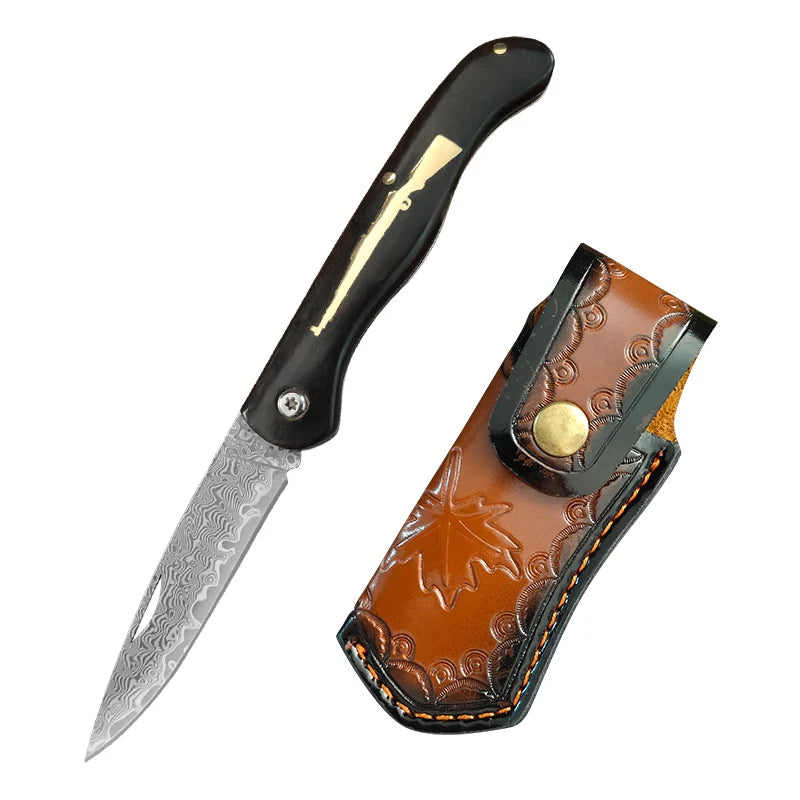 VG10 Damascus Steel Folding Paring Knife – Wood Handle Folding Paring Knife Qst Folding Knife BT