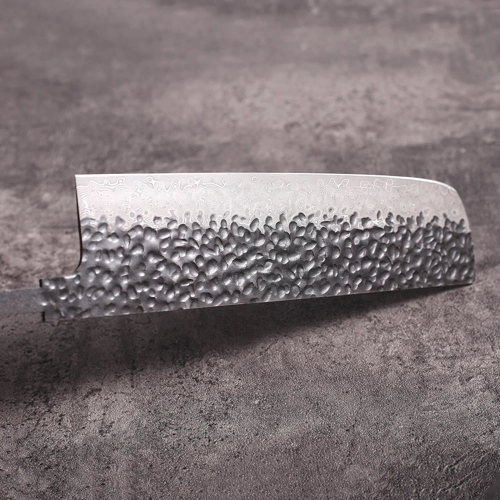 DASHWAY 7" Damascus Steel Nakiri Knife Blank Blade – Full Tang DIY Knife Blank Blade Qst