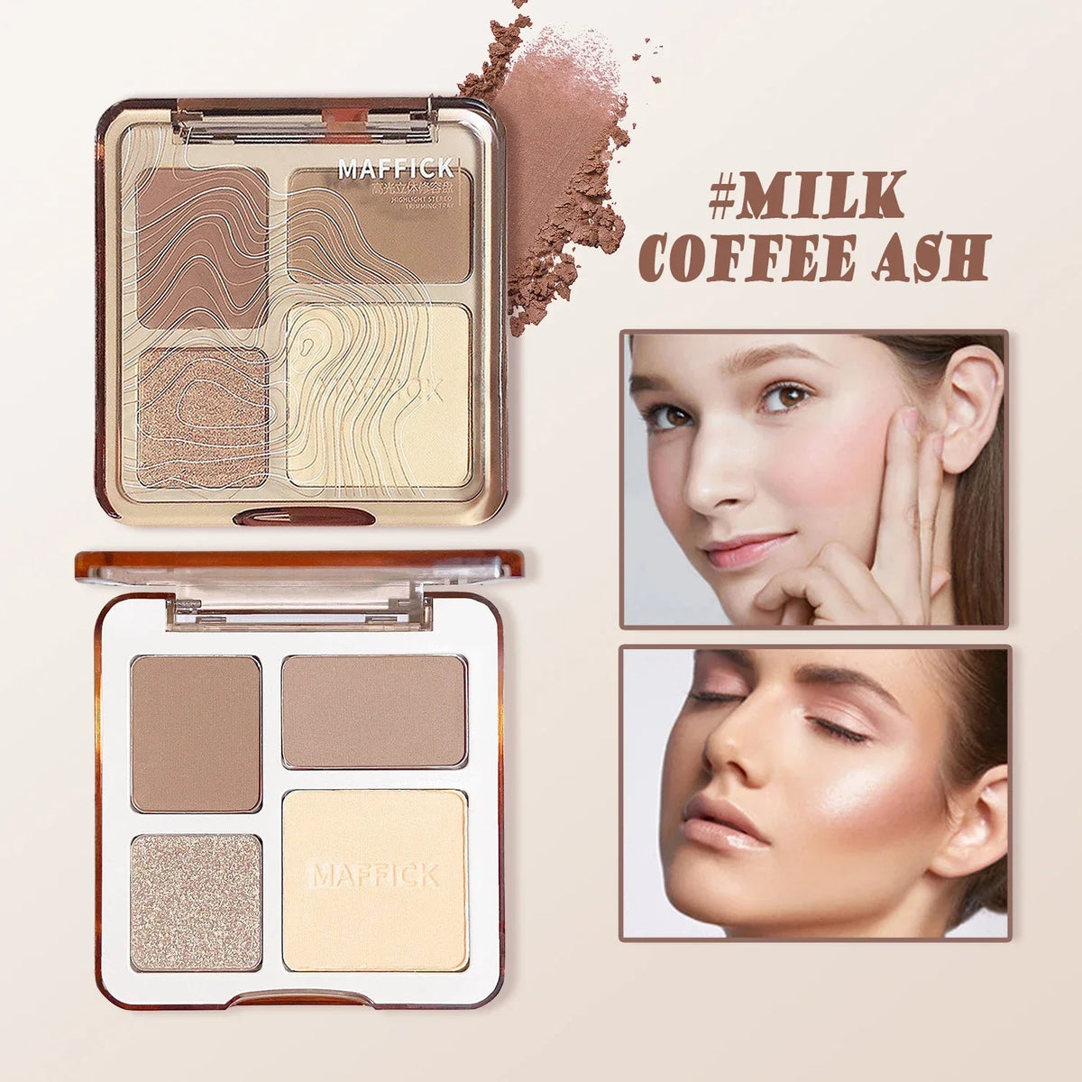 Qme 4-Color Contouring & Highlighting Palette – Matte & Glow Contouring Palette Qme