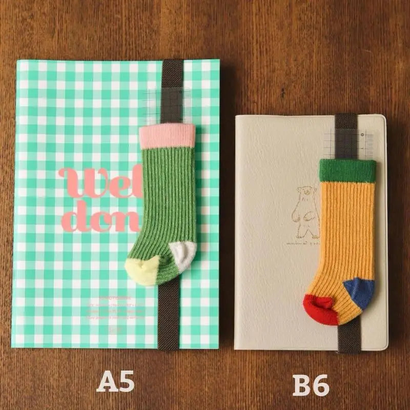 Kawaii Mini Socks Elastic Pen Holder for A5 B6 Notebooks Notebook Pen Holder Qme