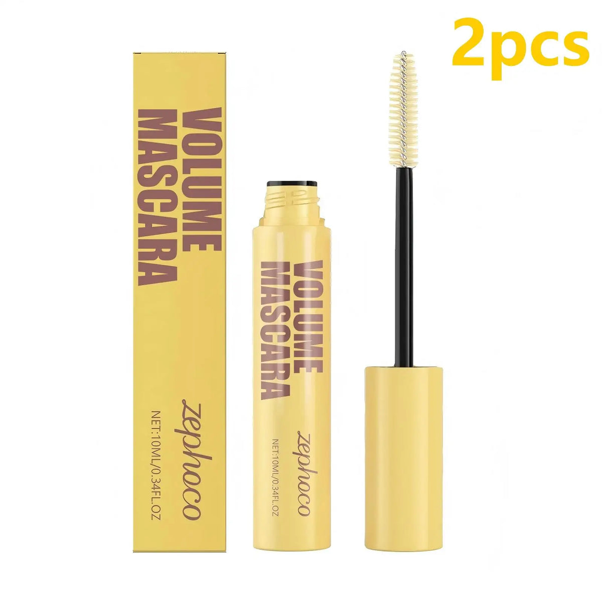 Zephoco Waterproof Mascara – Lengthening & Curling, 10ml Waterproof Mascara Qst 2pcs