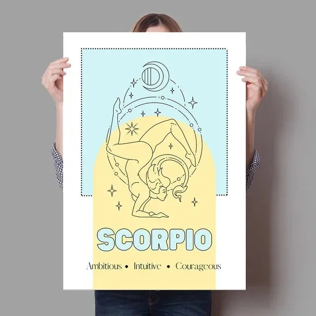 Zodiac Star Sign Minimalist Canvas Wall Art Print – Astrology Canvas Wall Art Qst 6 50x70cm Unframed
