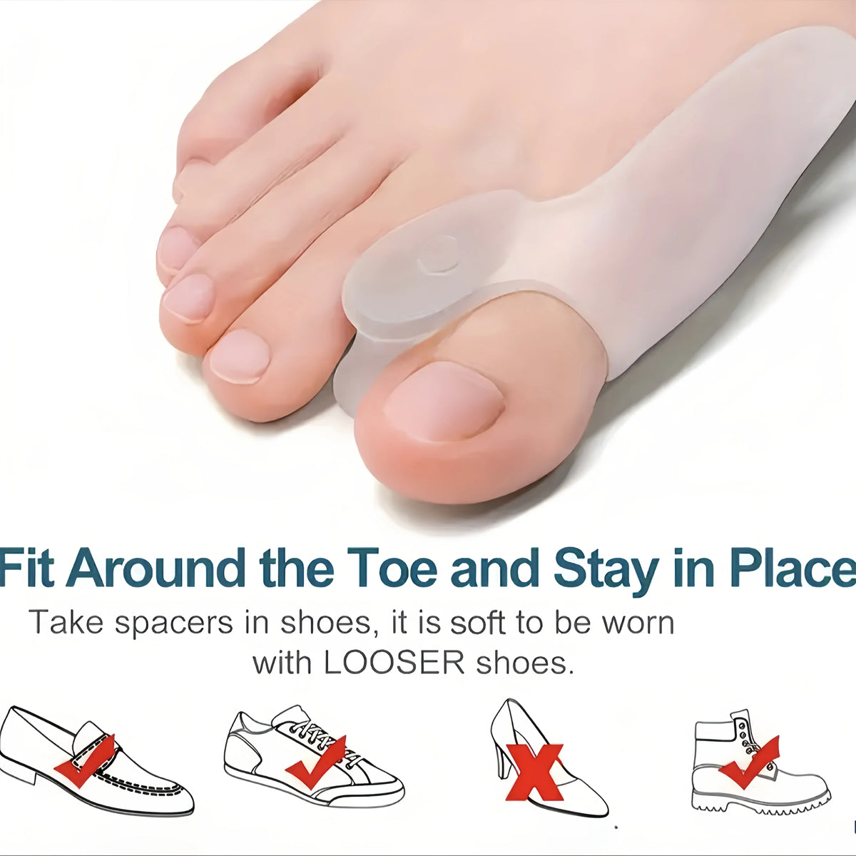 Silicone Toe Separators & Big Toe Spacer Pad – Soft Foot Protectors Toe Separator Pad Qme