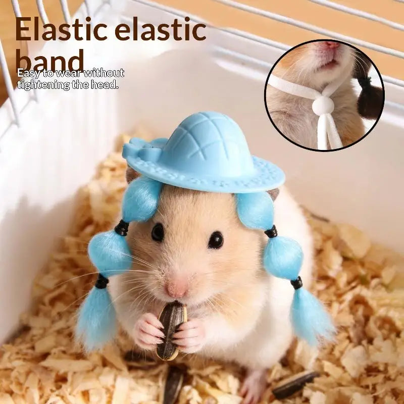 Pet Parrot Braid Wig Hat – 15 Colors | Bird & Hamster Costume Pet Costume Hat Qme
