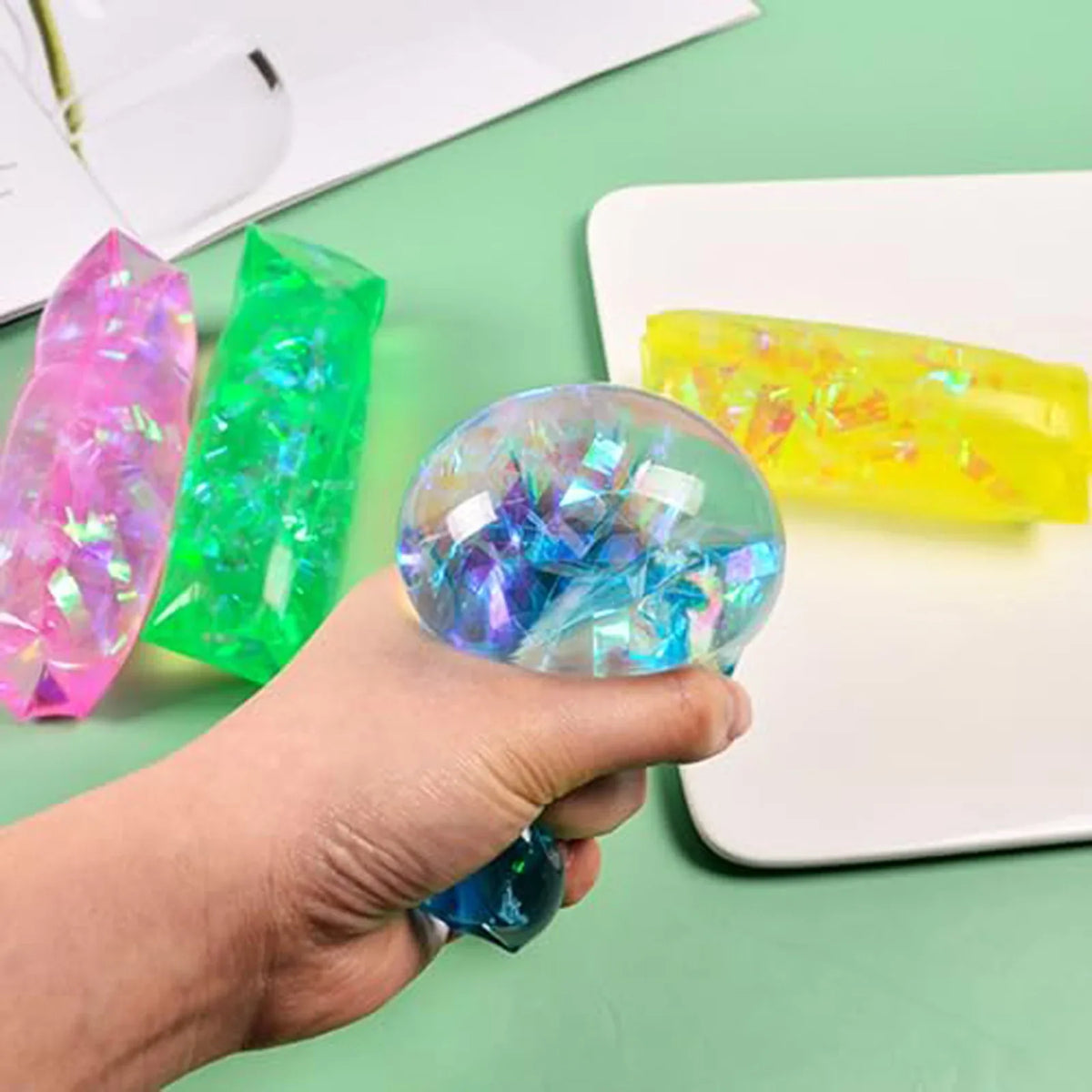 Wiggly Sensory Fidget Squish Toy – Colorful Confetti Latex Ball Sensory Fidget Toy Qme