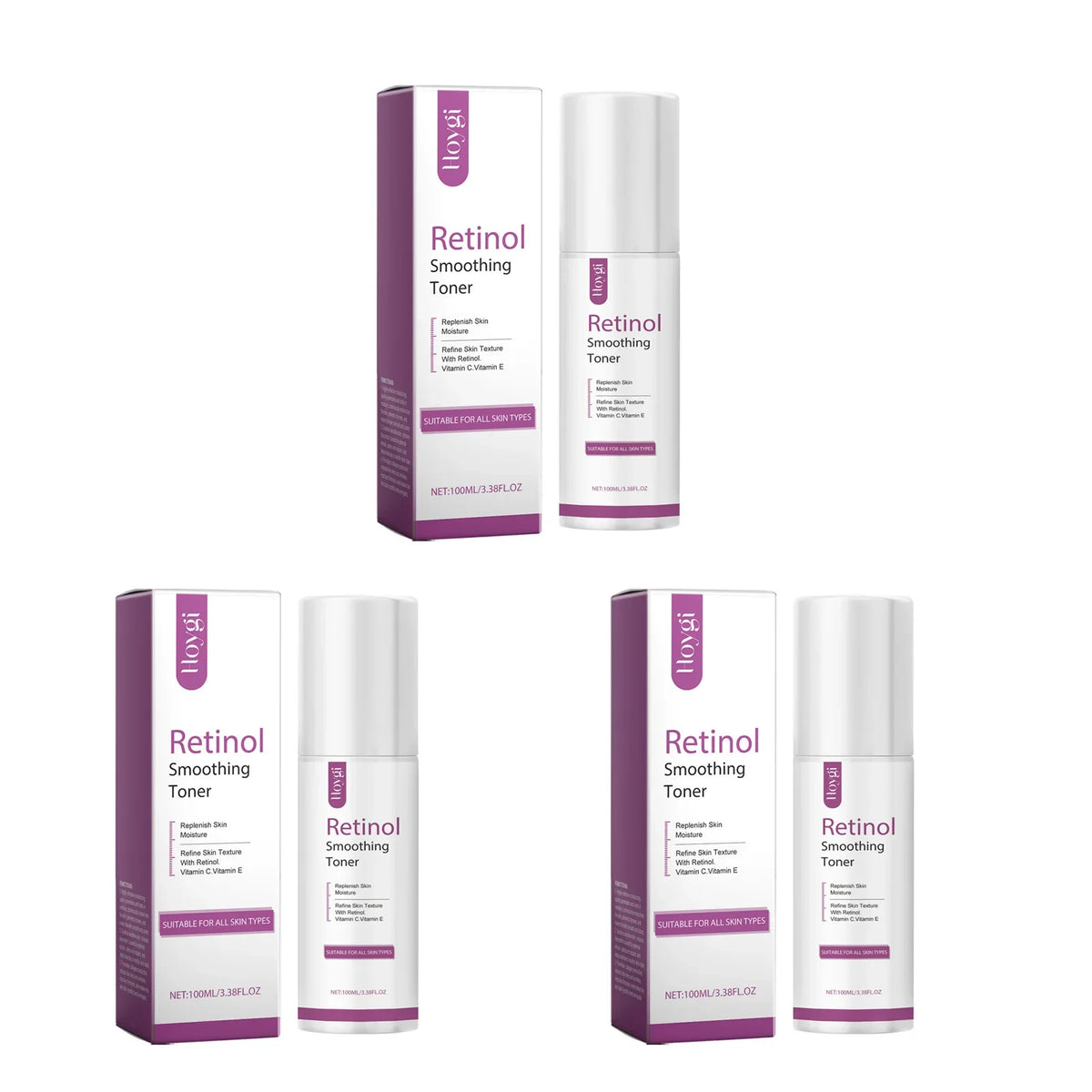 Retinol Hydrating Toner – Firming, Lifting & Fine Line Smoother Retinol Face Toner Qme 3Pcs