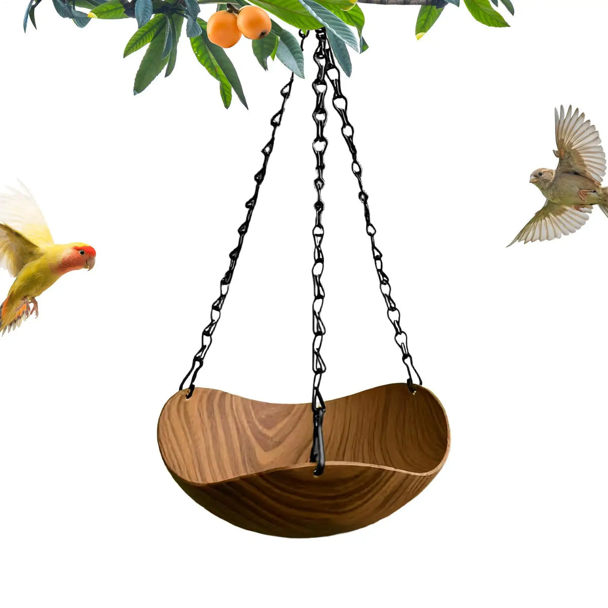 Wooden Garden Bird Bath Feeder & Water Bowl Tray | 20x20x35cm Garden Bird Bath Feeder Qme