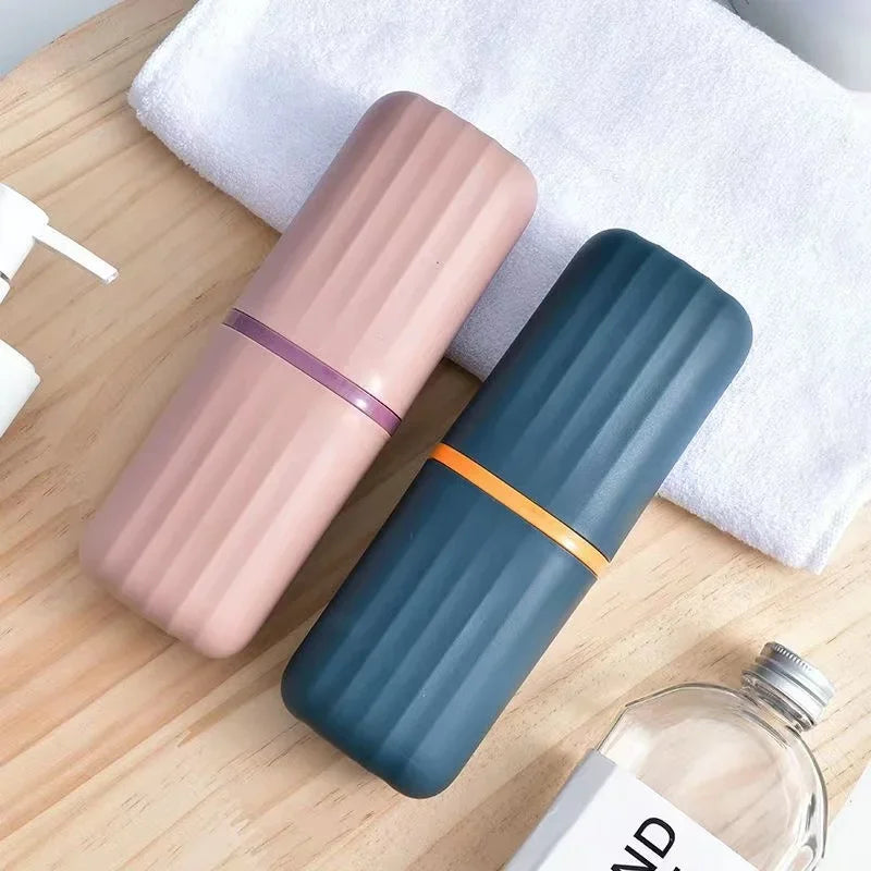 Travel Toothbrush & Rinse Cup Organizer – Portable, Leak-Proof Travel Oral Care Set Qme