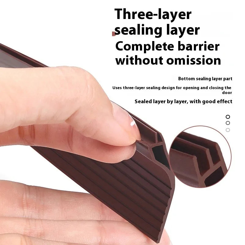 3-Layer TPE Door Bottom Seal Strip | Self-Adhesive Weather Strip Door Weather Strip Qme