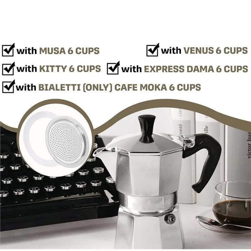 16-Pc Moka Pot Filter & Gasket Kit for Bialetti 6 Cup Models Moka Pot Replacement Kit Qst As Shown