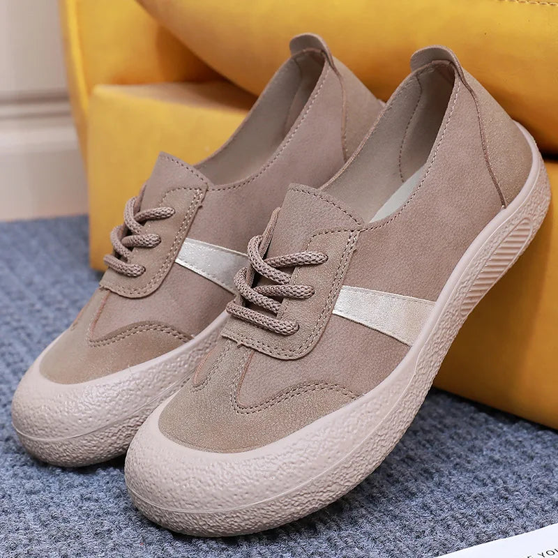 Women's Wide Toe Canvas Slip-On Flat Shoes | Casual Sneakers Canvas Slip-On Flats Qst