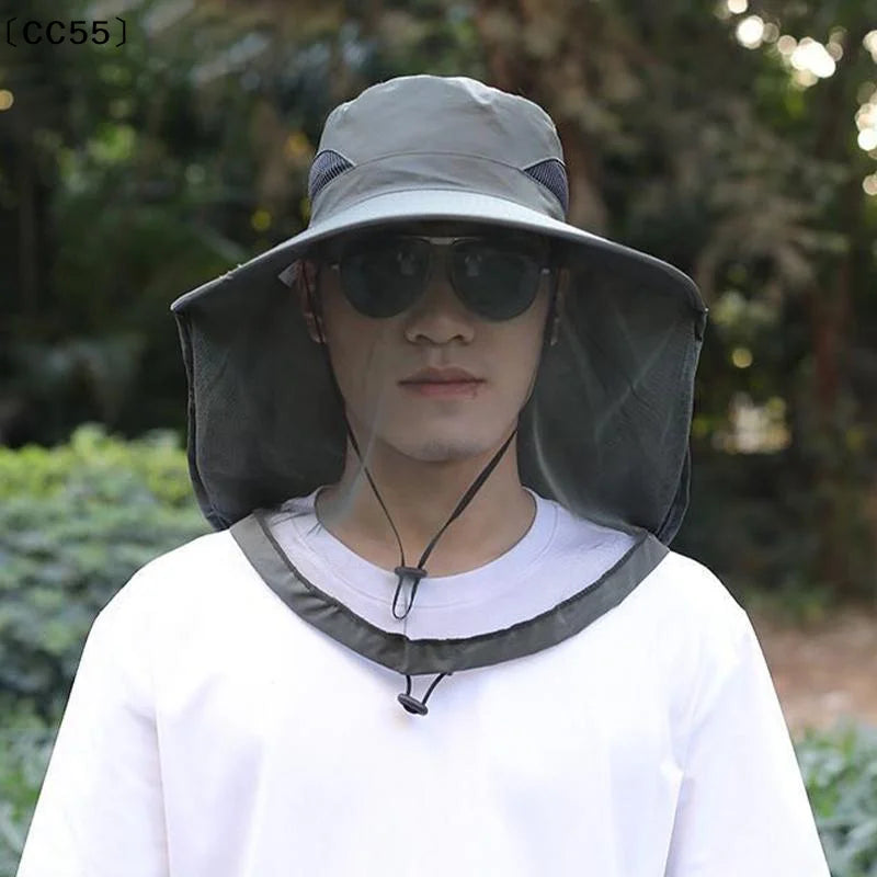 Wide-Brim Sun Hat – Outdoor Camping & Hiking Insect Guard Wide Brim Hat Qst