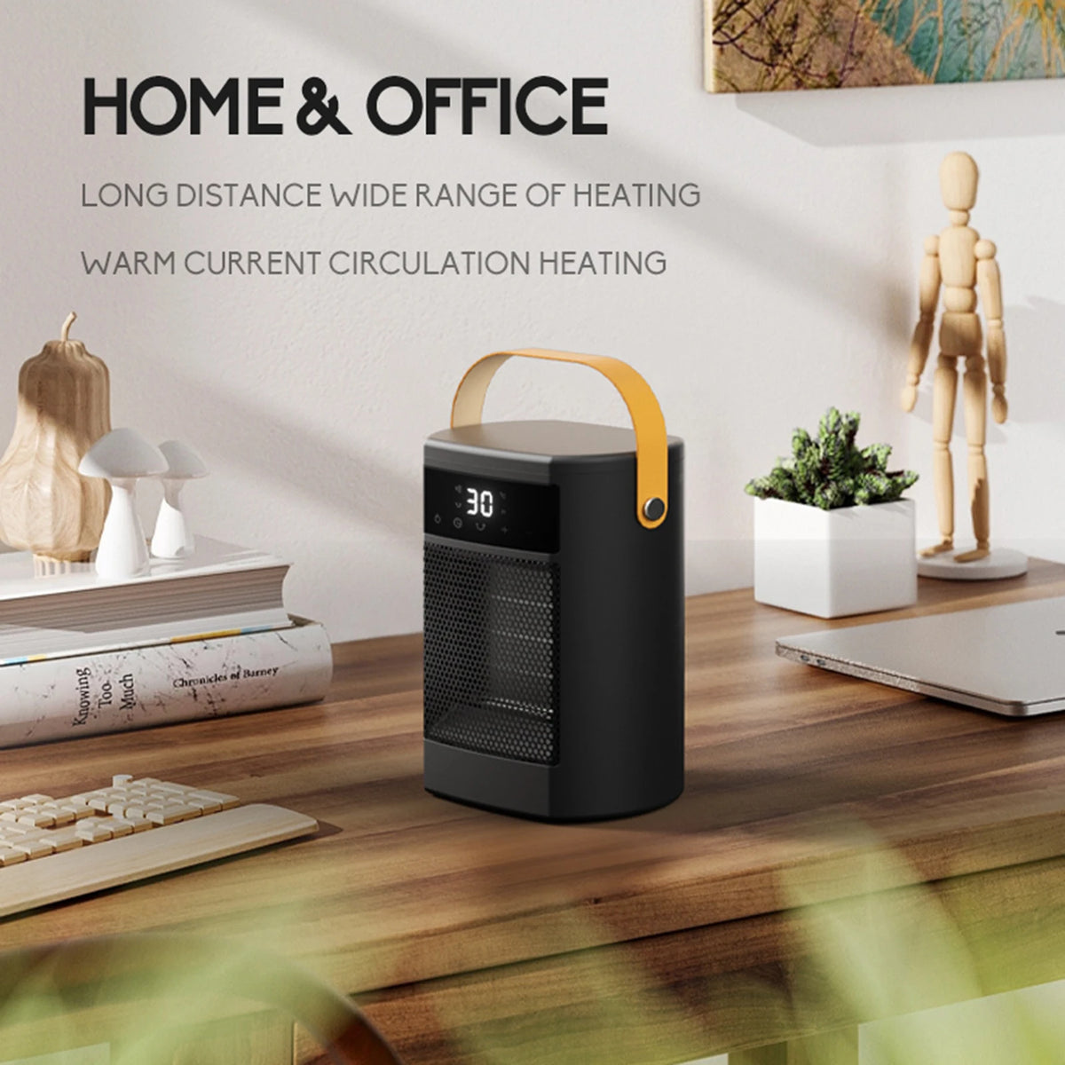Romellar 1500W PTC Ceramic Desk Heater – Digital Display & Remote Electric Space Heater Qst