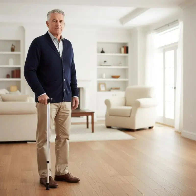 Adjustable 2-Section Aluminum Walking Stick – Anti-Skid Cane Adjustable Walking Cane Qme