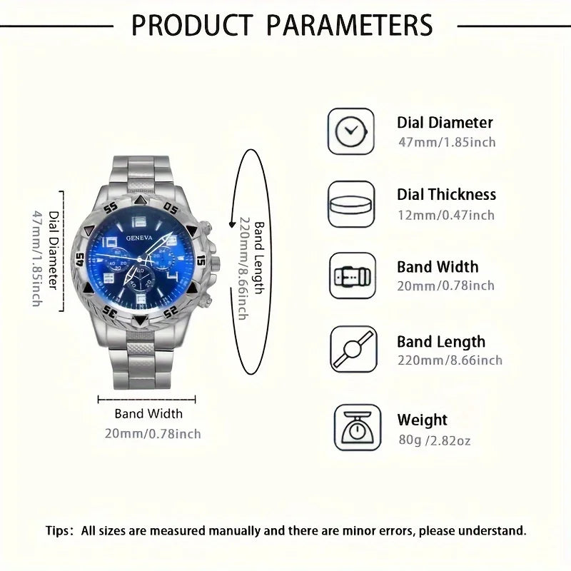Men's Geneva Luxury Chronograph Quartz Watch – 4 Styles Chronograph Quartz Watch Qme