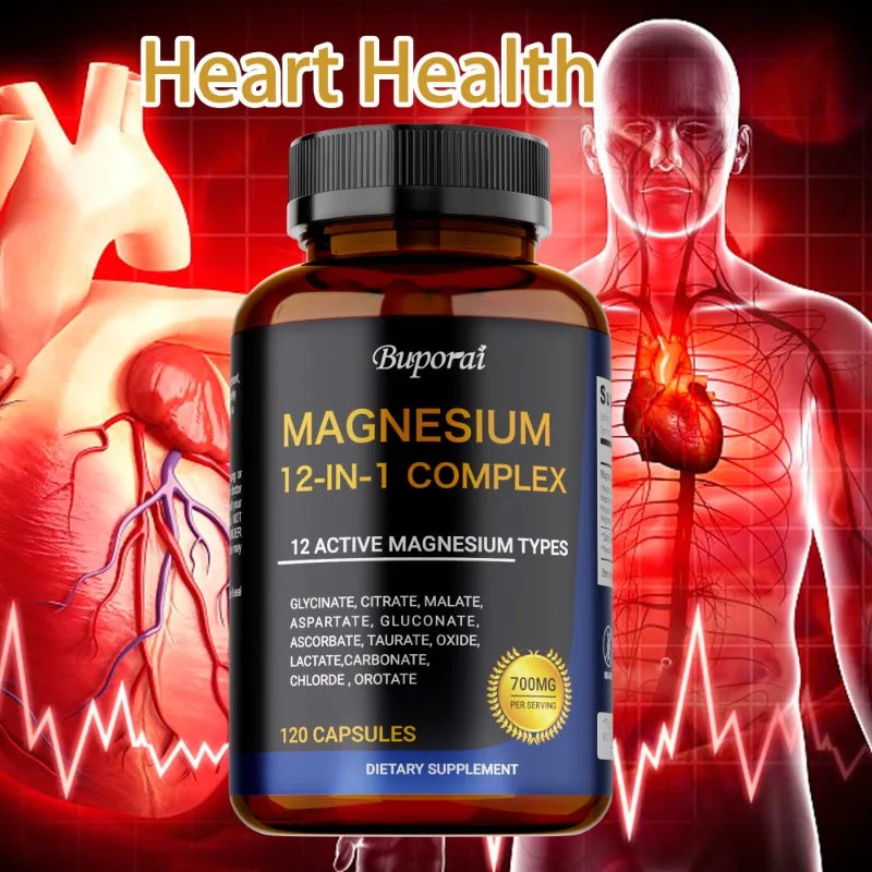 Magnesium Complex Capsules – 12 Forms for Bone & Muscle Mineral Supplement Qst
