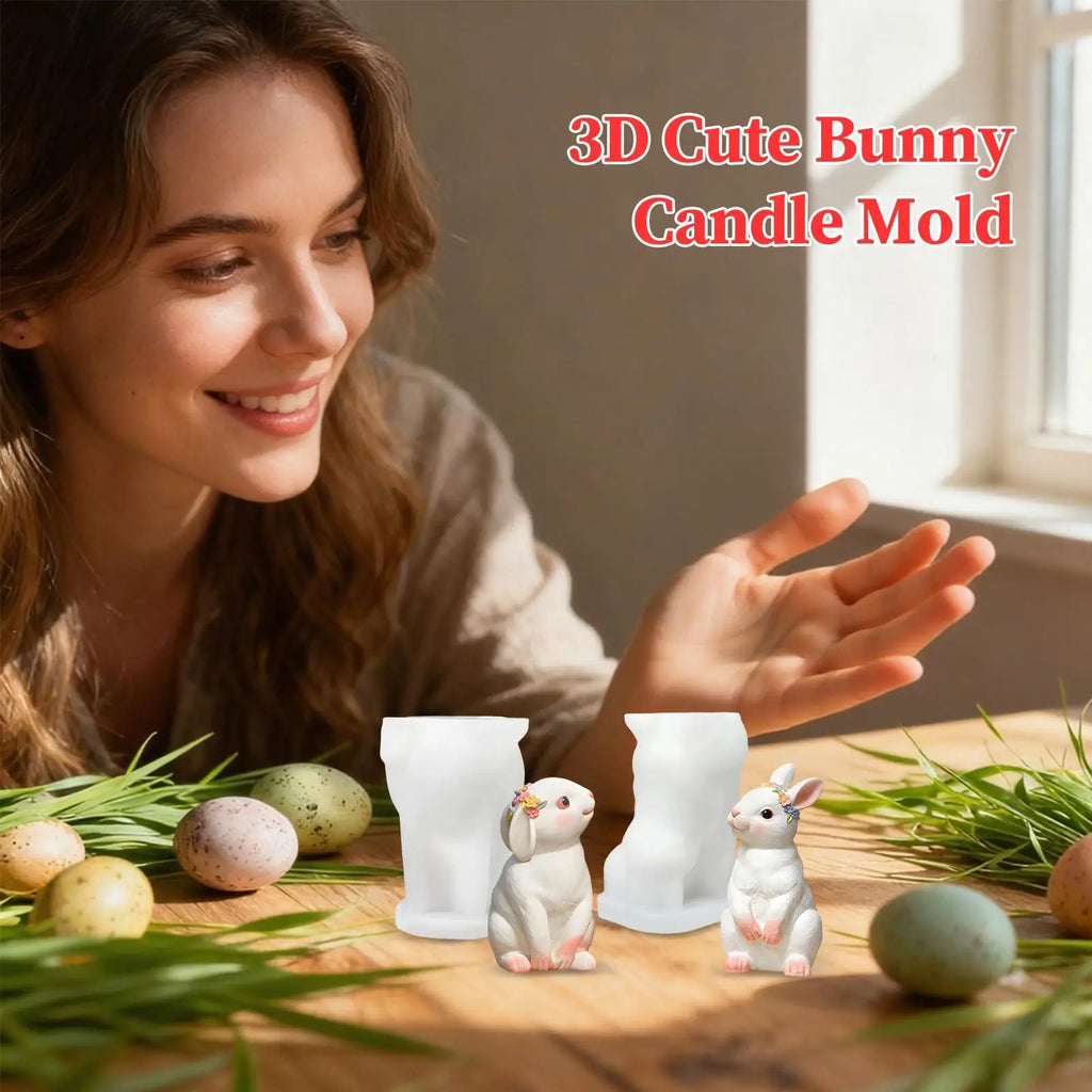 3D Bunny Silicone Mold Set – Soap, Candle & Chocolate Craft Silicone Craft Mold Qme