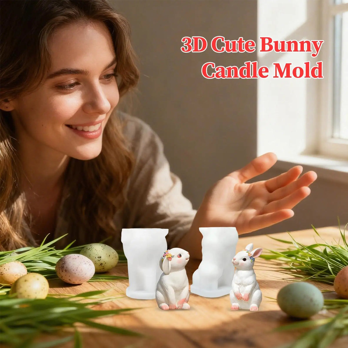 3D Bunny Silicone Mold Set – Soap, Candle & Chocolate Craft Silicone Craft Mold Qme