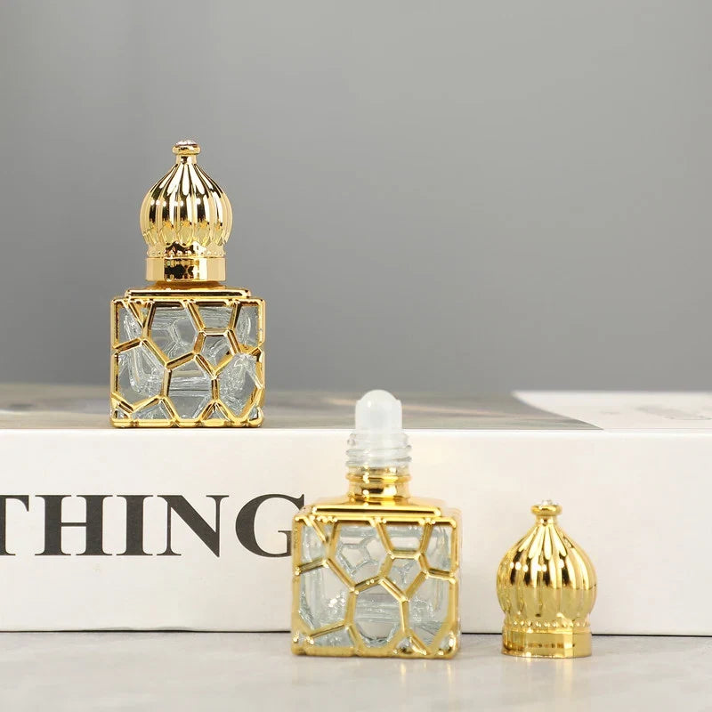 Cube Gold Glass Refillable Perfume Bottle – 10ml Travel Atomizer Travel Perfume Atomizer Qme
