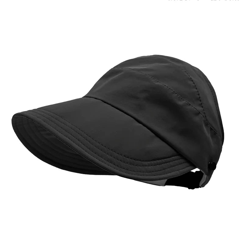 Women's UPF50+ Quick Dry Hollow Top Outdoor Sun Visor Hat Sun Visor Hat Qst black