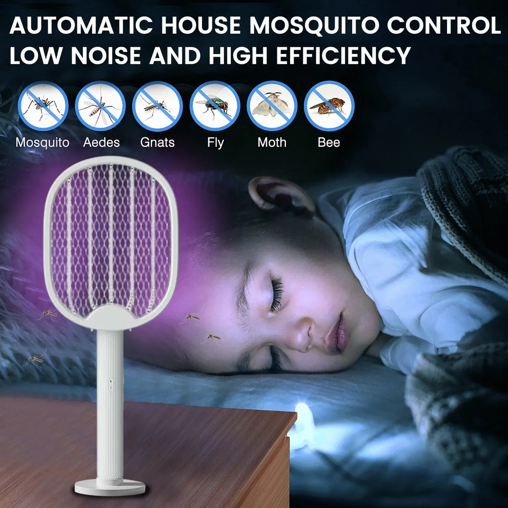 Rechargeable Folding Mosquito Swatter 2-in-1 Bug Zapper Trap Electric Mosquito Swatter Qme