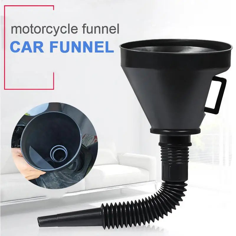 Motorcycle Oil Funnel Wide Mouth Flexible Neck & Filter Automotive Funnel Tool Qme