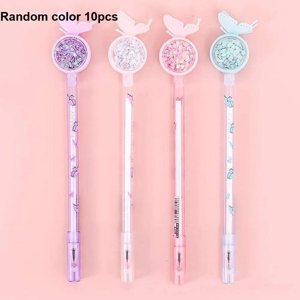 Butterfly Novelty Gel Pens Black Ink 10 Pack – Students & Nurses Novelty Gel Pens Qme Random color 10pcs