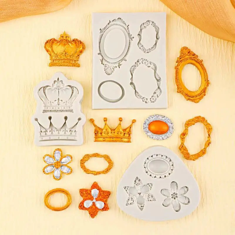 Silicone Fondant Mold – Crown, Mirror & Photo Frame Designs Silicone Baking Mold Qst