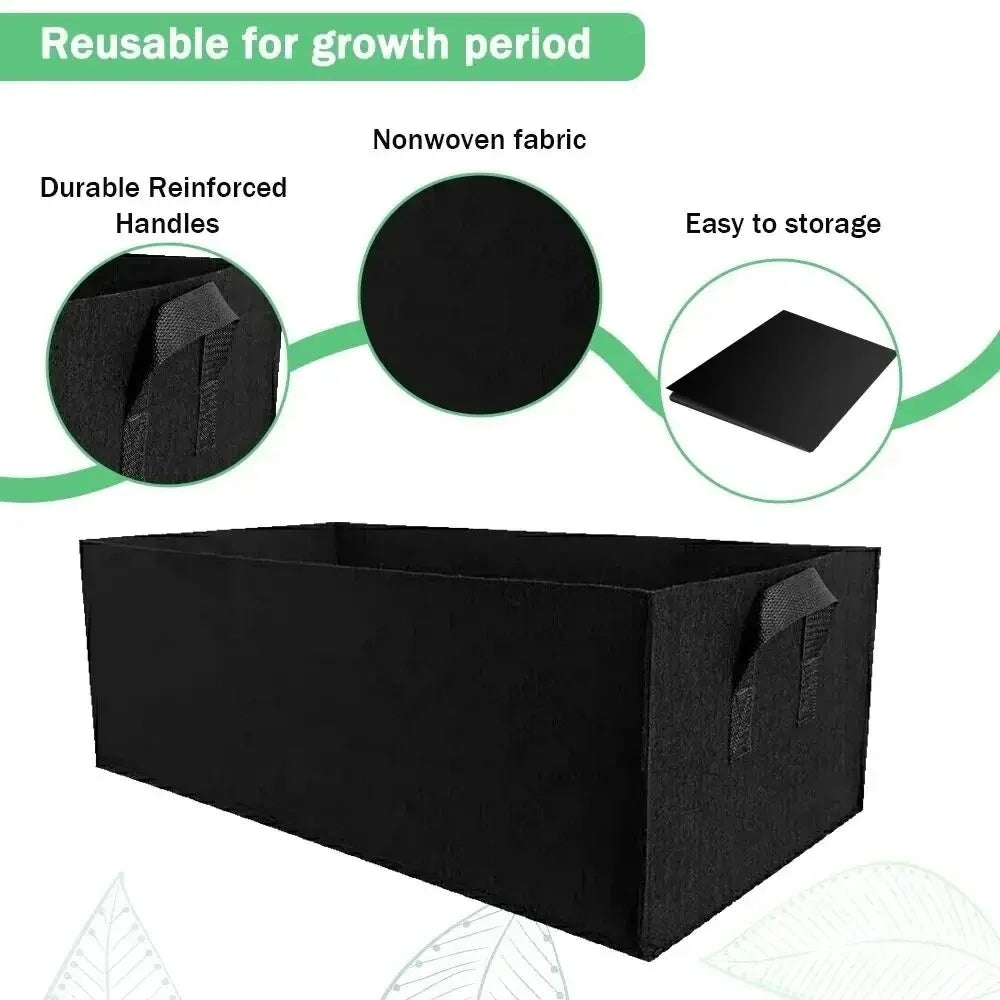 Square Felt Grow Bag | Non-Woven Breathable Plant Growth Bucket Felt Grow Bag Qme