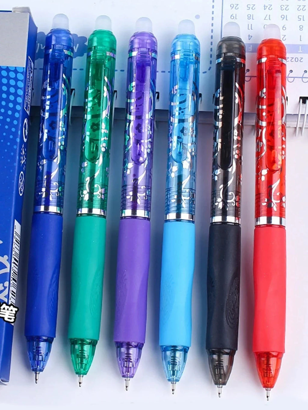 6-Color Erasable Gel Pens Refillable Retractable ST Tip 0.5mm Erasable Gel Pen Set Qme