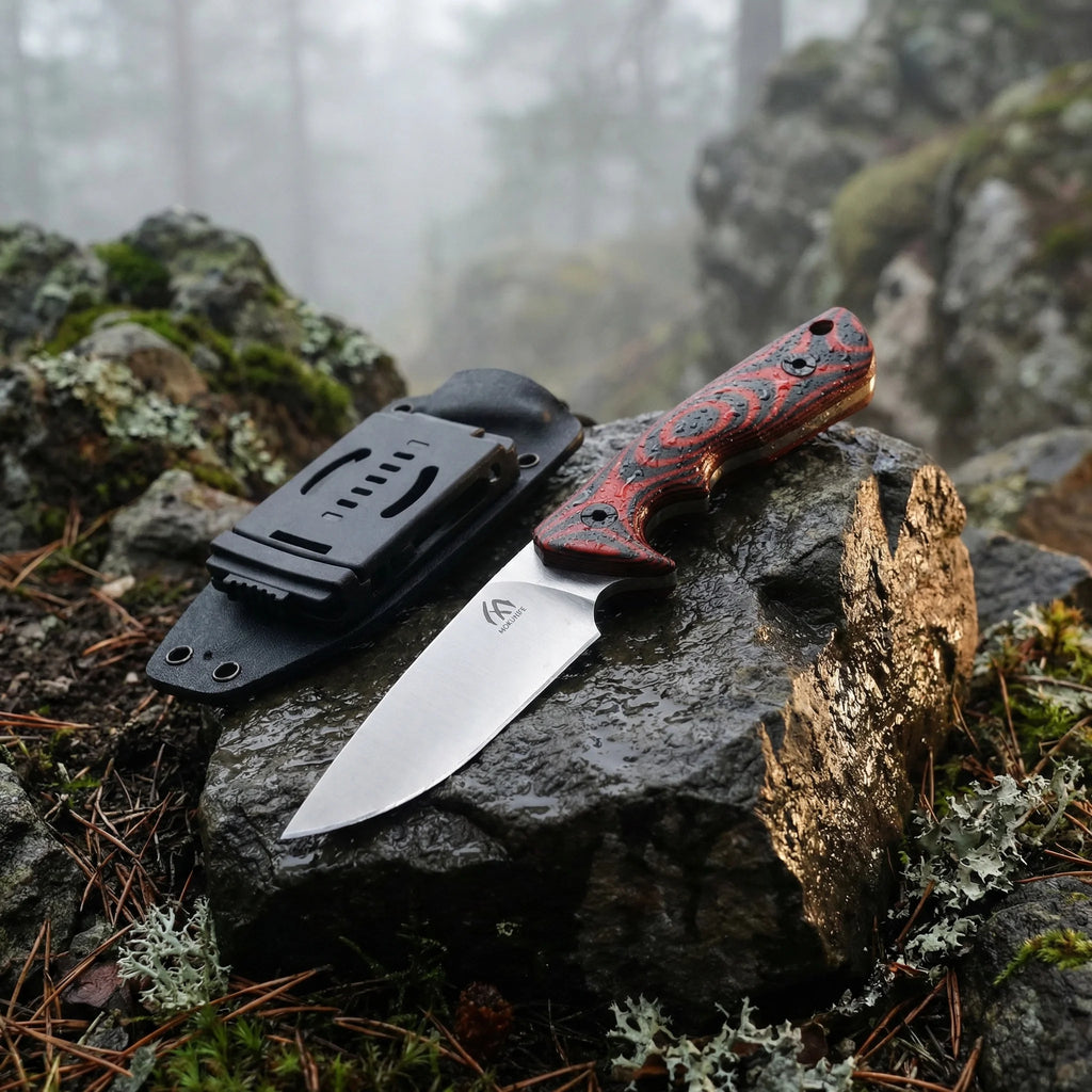 HUANGFU Full Tang Fixed Blade Knife with Sheath – Outdoor Fixed Blade Knife Qst FU027