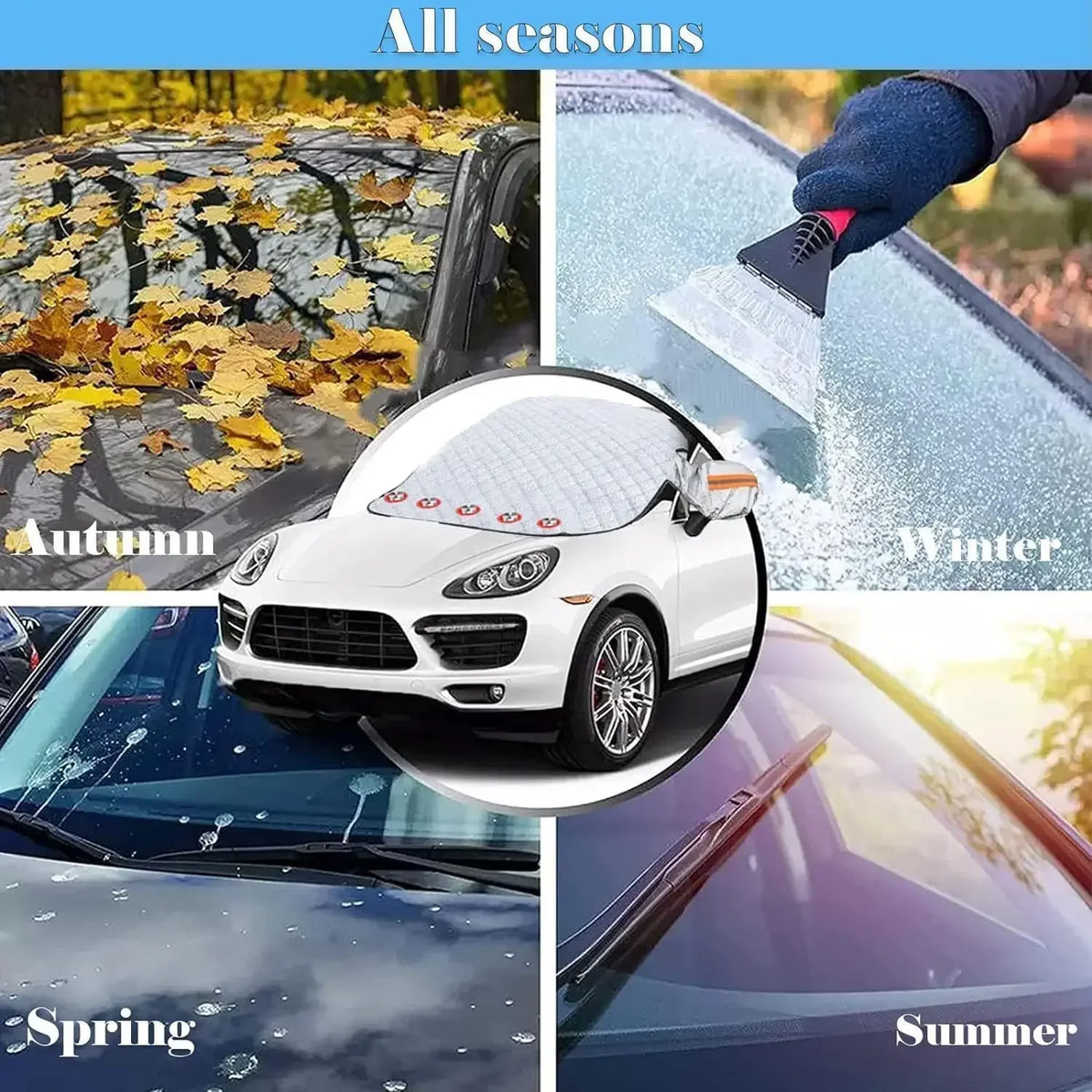 Foldable Car Windshield Sunshade with Storage Pouch | UV Blocker Car Windshield Sunshade Qme