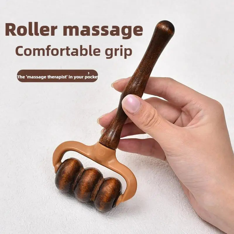 Handheld Wooden Massage Roller – Neck, Shoulder & Head Wooden Massage Roller Qme
