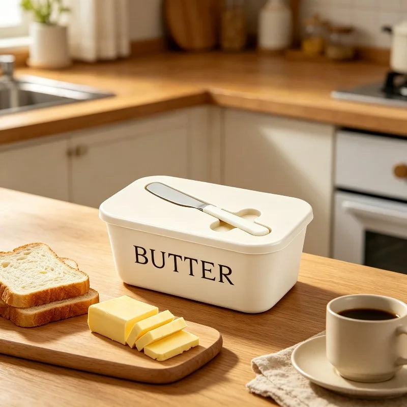 Plastic Butter Container Box with Knife & Cheese Slicer Butter Storage Container Qme