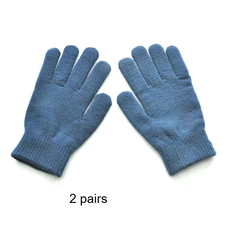 Winter Knitted Gloves Soft Thermal Elastic Cuff – 2 or 5 Pairs Winter Knitted Gloves Qme Blue 2pairs