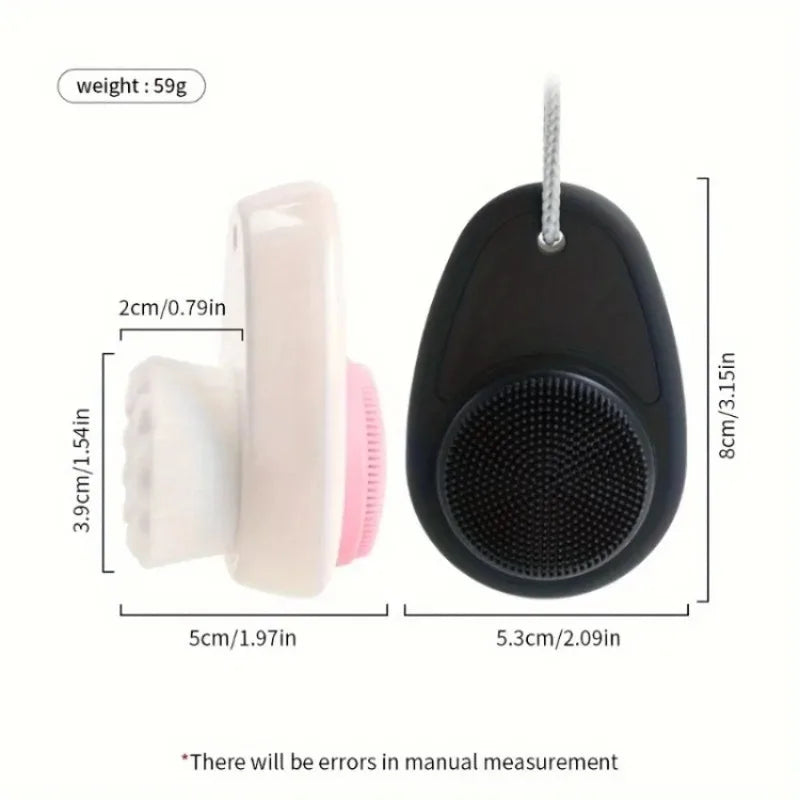 Double-Sided Facial Cleansing Brush | Nylon & Silicone Head Facial Cleansing Brush Qme