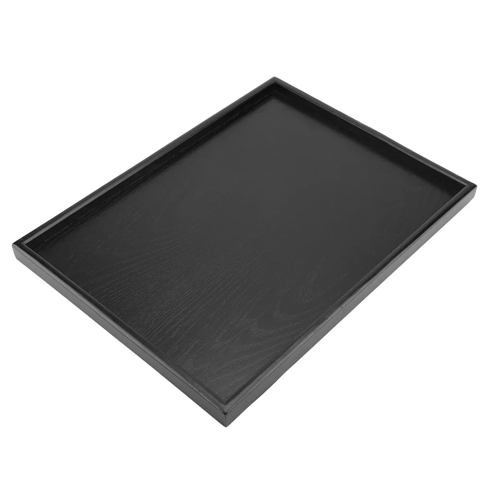 Black Rectangle Solid Wood Serving Tray – Tea, Coffee & Food Wooden Serving Tray Qme